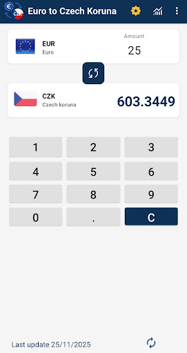 Euro to Czech Koruna Converter ekran görüntüsü