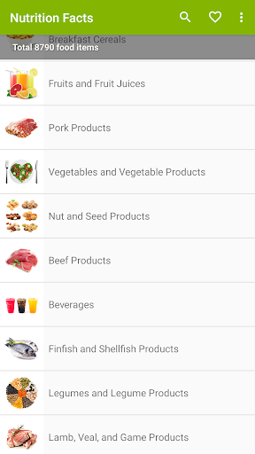 Nutrition facts ekran görüntüsü