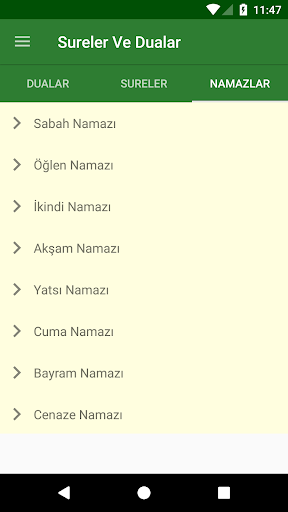 Sure ve Dualar ekran görüntüsü