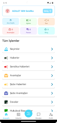 Adalet Sendikası ekran görüntüsü
