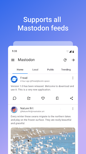 Fread - Mastodon Bluesky RSS ekran görüntüsü