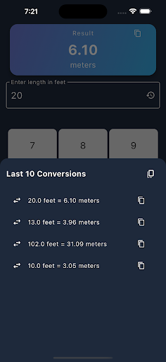 Meters to Feet Converter ekran görüntüsü