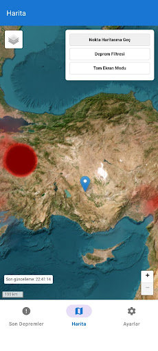 Anlık Deprem ekran görüntüsü