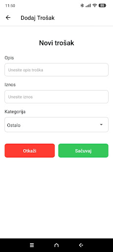 Troškovnik ekran görüntüsü