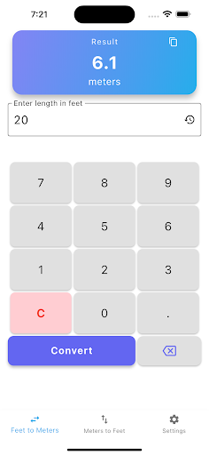Meters to Feet Converter ekran görüntüsü