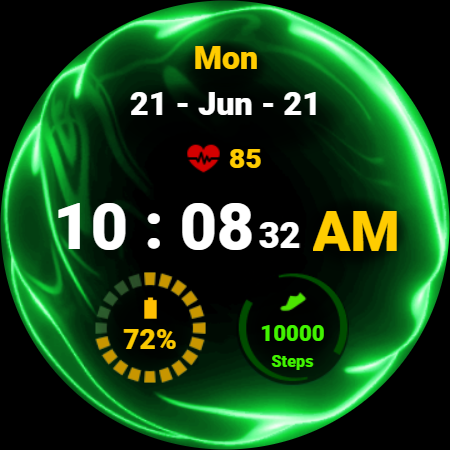Fluid Green Watch Face ekran görüntüsü