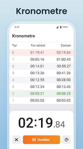 Kronometre + Zamanlayıcı: Saat ekran görüntüsü