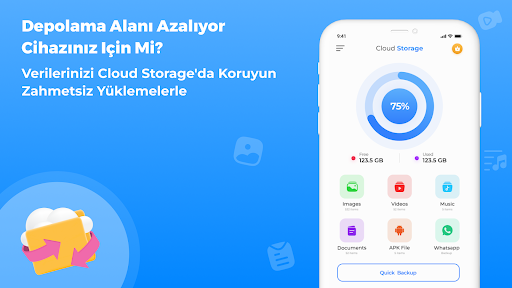 Bulut depolama:Bulut yedekleme ekran görüntüsü