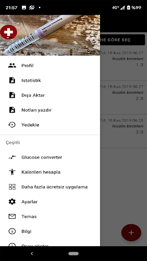 İnsülin günlüğü ekran görüntüsü