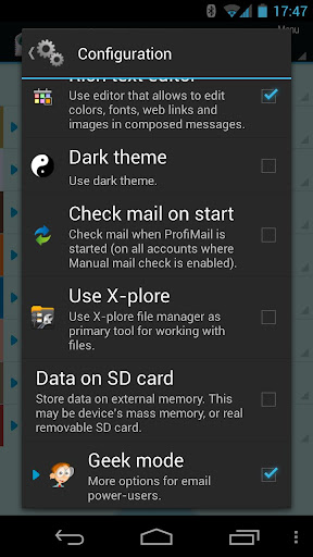 ProfiMail Go - email client ekran görüntüsü
