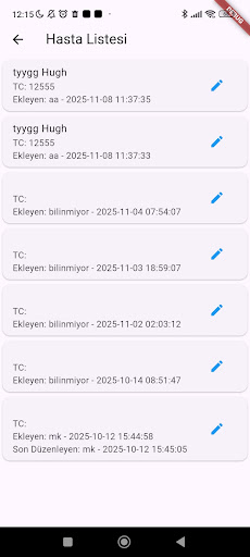 hasta kayıt app ekran görüntüsü