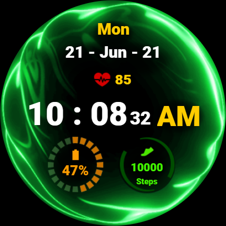 Fluid Green Watch Face ekran görüntüsü