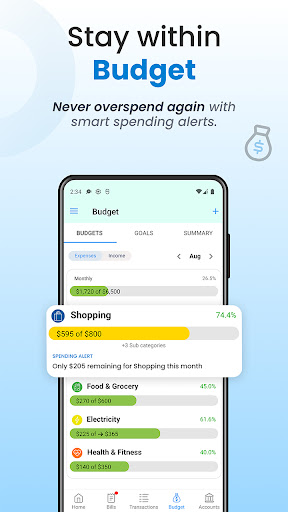 Bill Payment Reminder, Budgets ekran görüntüsü