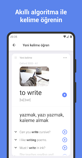 İngilizce kelime öğrenme ekran görüntüsü