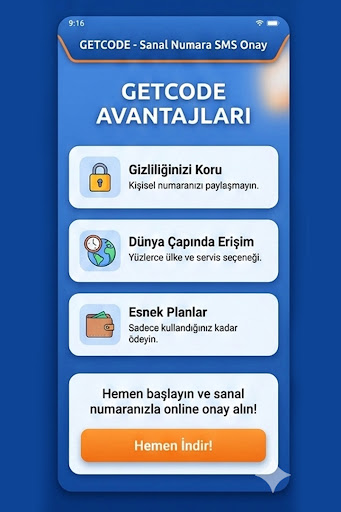 GetCode-Sanal Numara SMS Onay ekran görüntüsü