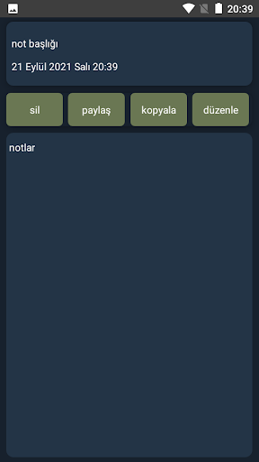 Not Defteri ekran görüntüsü