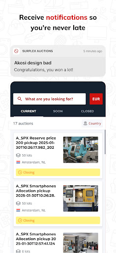Surplex Auctions ekran görüntüsü