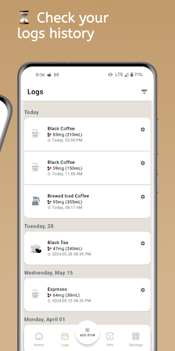 CaffeInMe - Caffeine Tracker ekran görüntüsü