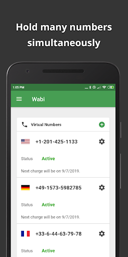 Wabi - Sanal Telefon Numarası ekran görüntüsü