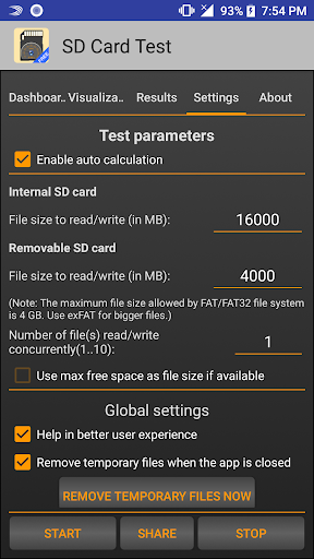 SD Card Test ekran görüntüsü