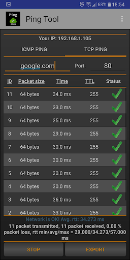 Ping Tool Gaming Network Test ekran görüntüsü