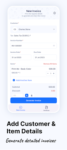Invoice Generator - Zoho ekran görüntüsü