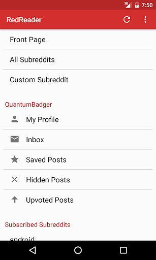 RedReader ekran görüntüsü