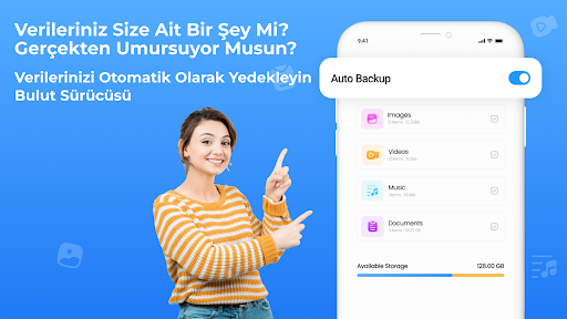 Bulut depolama:Bulut yedekleme ekran görüntüsü