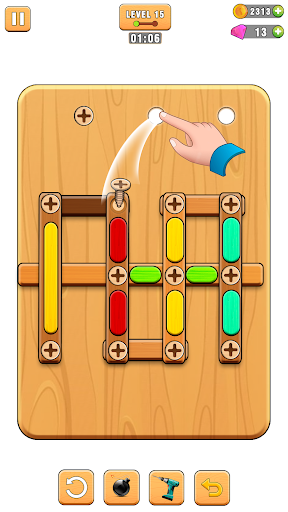 Screw Puzzle Wood Nut and Bolt ekran görüntüsü