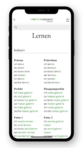 German conjugation ekran görüntüsü