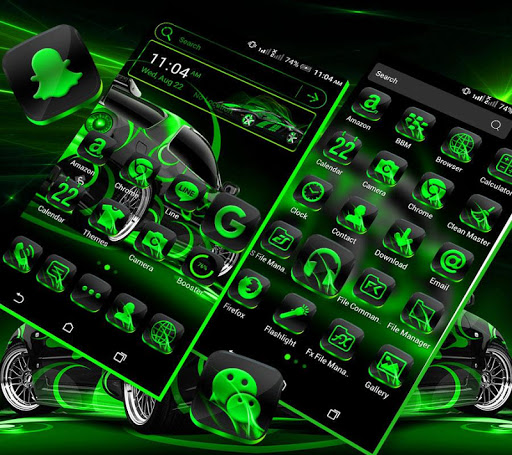 Neon Green Car Launcher Theme ekran görüntüsü