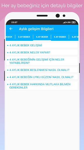 Gün Gün Bebek Bakımı, Takibi ekran görüntüsü