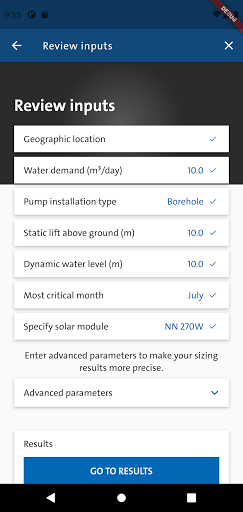 Grundfos GO Solar ekran görüntüsü