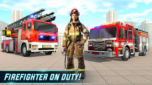 Fire Truck Rescue Sim Games 3d ekran görüntüsü