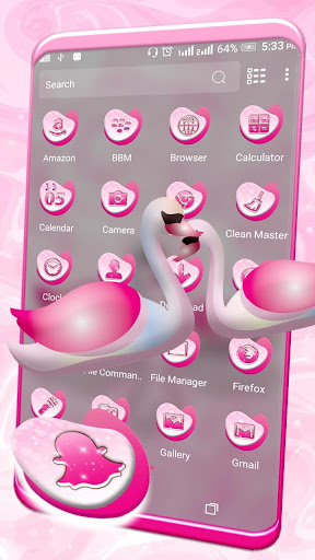 Swan Pink Love Launcher Theme ekran görüntüsü