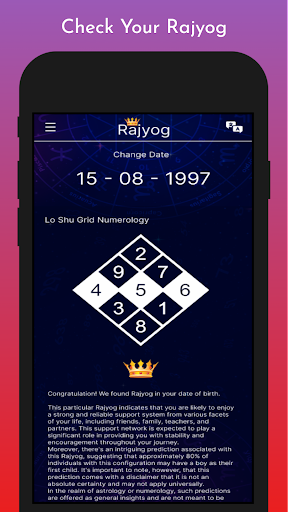 Numerology - Find Rajyog - DOB ekran görüntüsü