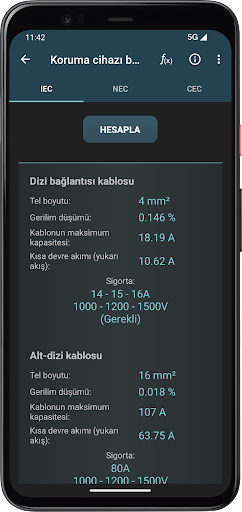 Fotovoltaik Hesaplamalar ekran görüntüsü