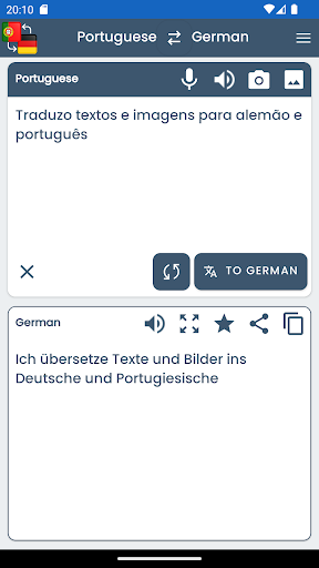 Portuguese German Translator ekran görüntüsü