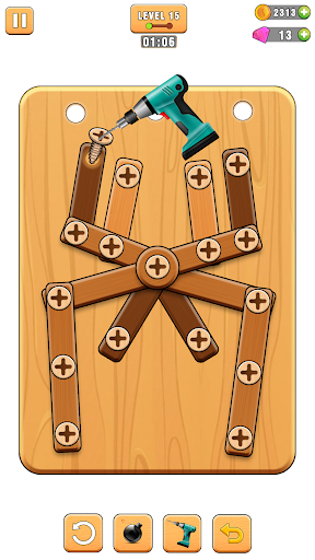Screw Puzzle Wood Nut and Bolt ekran görüntüsü