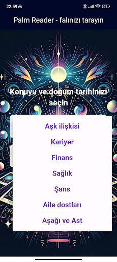 AI ile el falı ekran görüntüsü