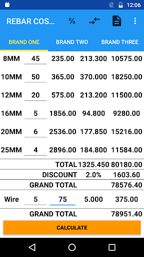 Steel TMT RebarCost Calculator ekran görüntüsü