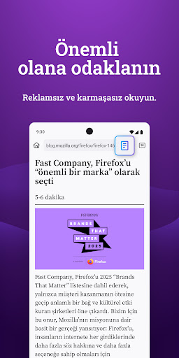 Firefox Hızlı ve Özel Tarayıcı ekran görüntüsü