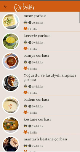 Çorbalar ekran görüntüsü