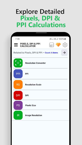 Pixels, DPI & PPI Calculator ekran görüntüsü