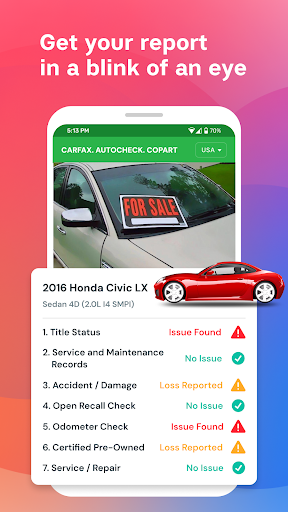 VIN Report for Used Car Sale ekran görüntüsü