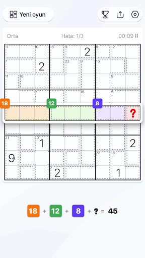 Killer Sudoku Sudoku Bulmacası ekran görüntüsü