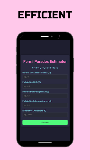 Fermi Paradox Estimator ekran görüntüsü