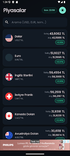 Canlı Döviz Kurları ekran görüntüsü