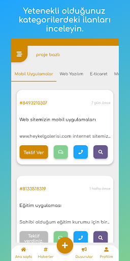 proje bazlı - freelance işler ekran görüntüsü