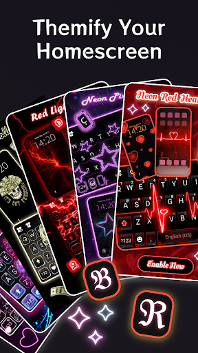 Neon Red Heartbeat Tema ekran görüntüsü
